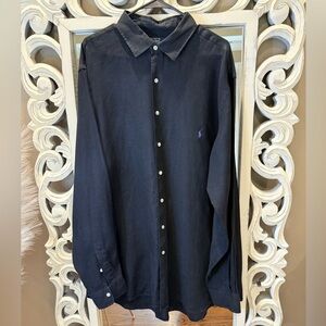 Men’s POLO RALPH LAUREN Bradford Classic Fit black linen button down. Size 2XLT